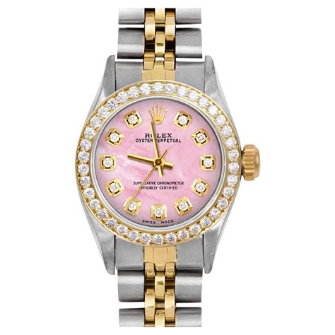 rolex oyster perpetual pink diamond|rolex datejust with diamond bezel.